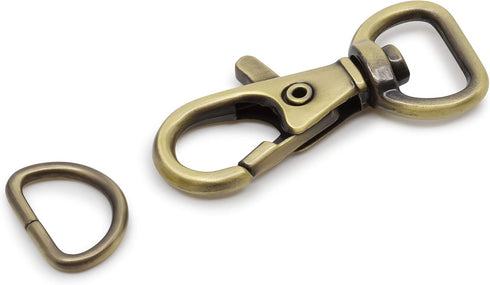 Dritz Swivel Hooks & D Rings 1/2in Antique Brass Bag & Tote Accessories, 1/2", 12ct...