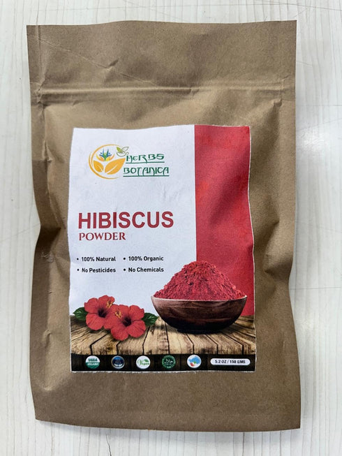 Herbs Botanica Organic Hibiscus Flowers Powder HIBISCUS SABDARIFFA Pure Naturally Processed for Hair and Skin Non GMO Gluten Free Rich in Viatmin ...