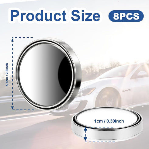 8Pcs Blind Spot Mirrors for Car 1.97’’ Round HD Convex Mirror Angle Adjustable HD Glass Round Side Rear View Convex 360° Wide Angle Side View Mirr...