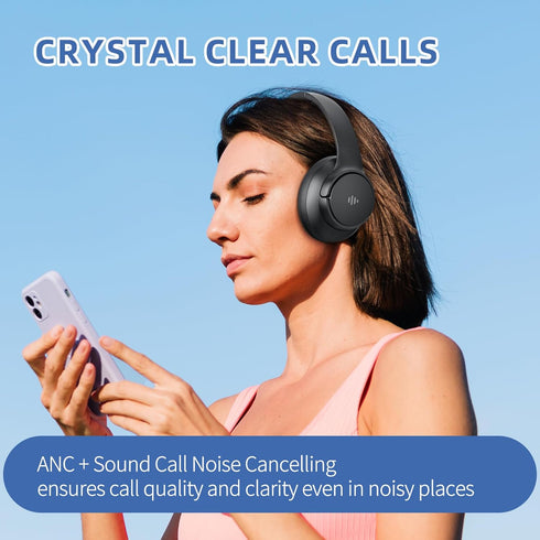 Active Noise Cancelling Headphones,Wireless Over-Ear Bluetooth Headphones with Microphone, Transparency Mode, 70h Play Time, Hi-Res Audio,(Deep Ba...