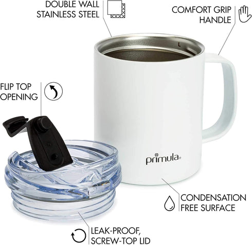 Primula 14 Ounce Coffee Mug, Vacuum Insulated Stainless Steel Mug with Leak Proof Lid, Double Wall Travel Tumbler Cup Thermos, Keep Drinks Hot or ...