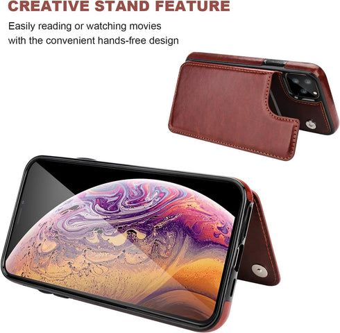 for iPhone 11 Pro Wallet Case with Card Holder,OT ONETOP PU Leather Kickstand Card Slots Case,Double Magnetic Clasp and Durable Shockproof Cover f...