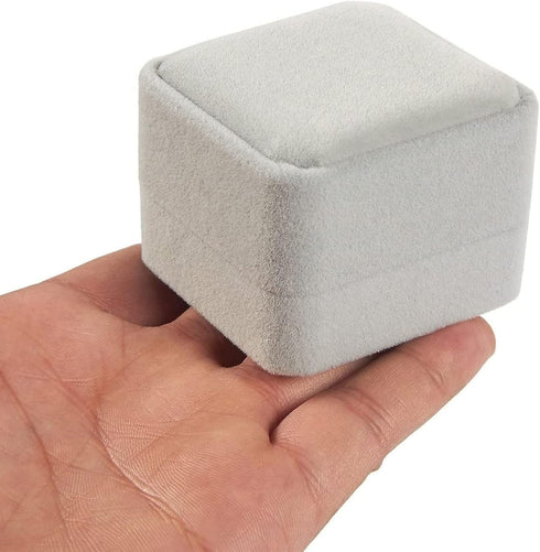 Juvale 6-Pack Velvet Ring Boxes Bulk - Grey, 2.5 x 1.7 x 2 in - Individual Ring Holder for Jewelry Gift, Wedding & Engagement - Soft Interior Lini...
