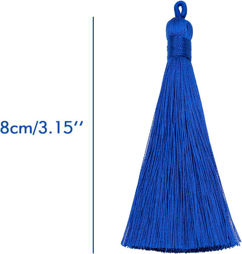 VAPKER 20pcs Blue Tassel Mini Silk Tassels for Craft Jewelry Making Woman, Handmade Soft Ice Silky Tassels with Loops for DIY Projects, Bookmarks(...
