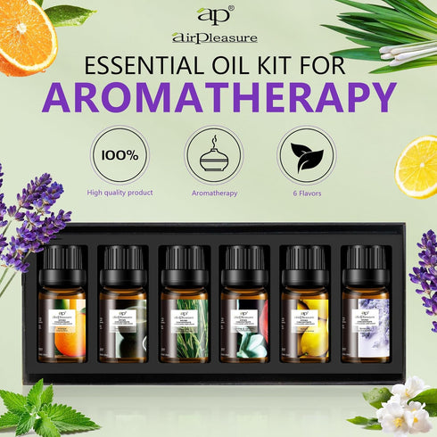 Refresh Essential Oil Set, 6x10ml Aromatherapy Oils for Diffuser, Humidifier, DIY Candle, Air Purifier...
