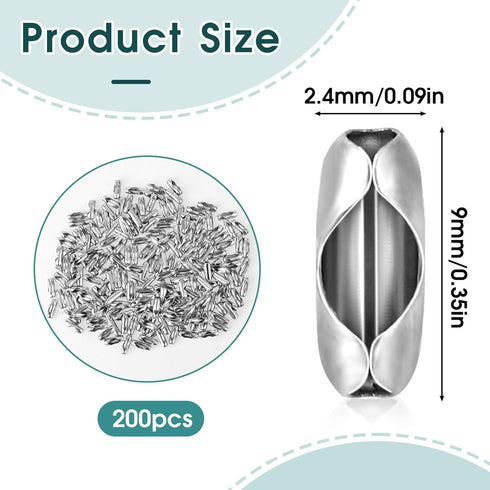 200Pcs Ball Chain Connector Clasps Fits 2.4mm Beaded Ball Chain, Roller Blind Ball Chain Cord Connector Clips Jewelry Making Accessories Clips for...