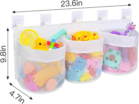 Bathroom Bath Toy Storage for Bathtub, Baby Bath Tub Toys Holder, Kids Mesh Shower Toy Organizer Basket...