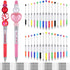 30 Pcs Plastic Beadable Pens 2 in 1 Stylus Bead Pen Empty Tube Floating Black Ink Bead Pens with 30 Pcs Black Refills for DIY Making Gift Kids Stu...
