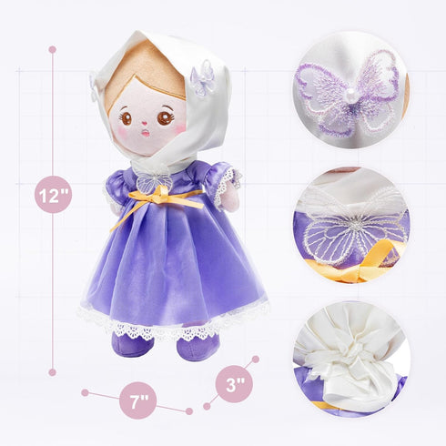 OUOZZZ 12" Soft Baby Doll for Girls - First Baby Doll Plush Doll Sleeping Cuddle Buddy Doll Muslim and Islamic Gift Purple Dress for Kids...