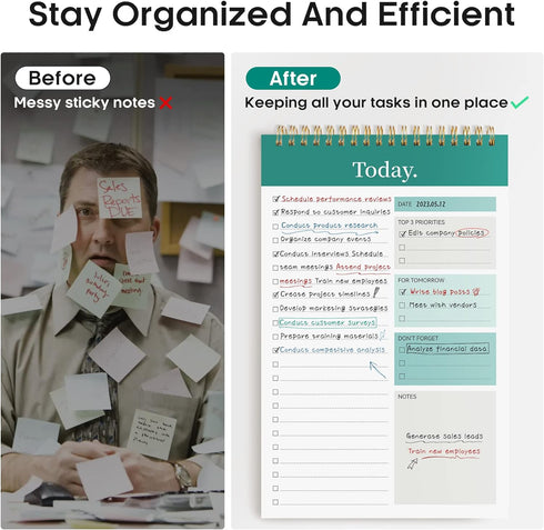 To Do List Pad - To Do List Notebook for Work with 52 Sheets, Undated Daily Planner Perfect for Daily Tasks and Goal Setting, To Do List Notepad S...