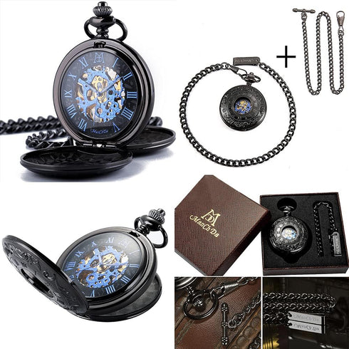 ManChDa Pocket Watch for Dad Gifts for Fathers Day Mechanical Pocket Watch for Dad Men Pocket Watches Engraved...