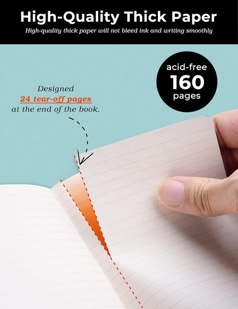 AISBUGUR Pocket Notebook Small Notebook 2-Pack, 3.5" x 5.5" Pocket Notebooks Hardcover with Thick Lined Paper, Inner Pockets, Cover Letter Embossi...