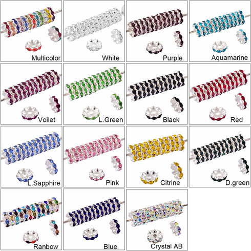 12mm Rhinestone Beads for Pen Making Bulk 100pcs Multicolor Wave Space Beads for Pens,Diamond Crystal Beads for Beadable Pens DIY Bracelet Jewelry...