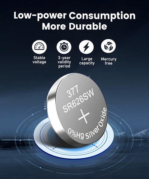 377 SR626SW Watch Battery LR626 376 V377 377a AG4 1.55V Silver Oxide Button Battery Replacement for Watch Clock 20 Pack...