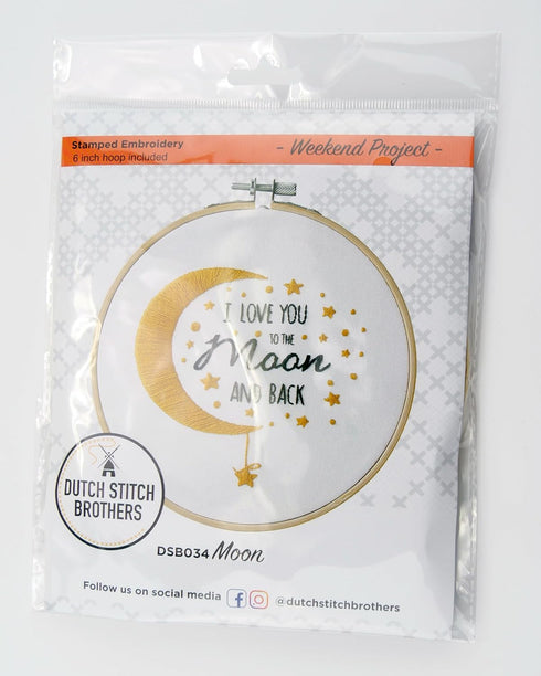 DUTCH STITCH BROTHERS Embroidery Starter Kit, DSB034 Stamped Fabric, Moon Pattern, Embroidery Kit for Adults...