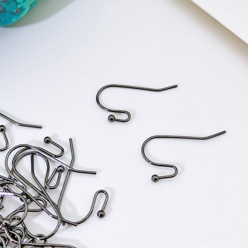 100 Pairs Gun Black Color Earwires Ball Dot French Earring Hooks/Dangle Earring Findings Jewelry Making DIY (EH-1006-G1)...