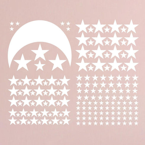 Moon and Stars Wall Decal Vinyl Sticker for Kids Boy Girls Baby Room Decoration Good Night Nursery Wall Decor Home House Bedroom Design YMX16 (Whi...