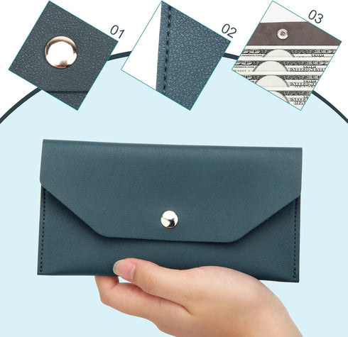 3 Pieces Money Cash Envelopes Bag, Pletpet PU Leather Cash Money Pouch Cash Wallet Envelope Reusable Budget Envelope for Spring Festival Wedding B...