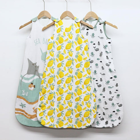 Baby Wearable Blanket, Cotton Sleep Sack 1.5 Tog, Swaddle Transition Sleeping Bag Unisex - Lemon-3-20 Months...