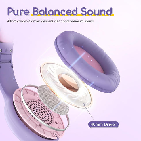 EarFun Kids Headphones Wired with Microphone, 85/94dB Volume Limit Headphones for Kids, Portable Wired Headphones with Shareport, Stereo Sound Fol...