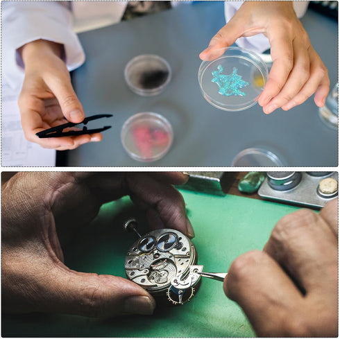 2Pcs 93301/93303 Precision Plastic Tweezers Kit 120mm Anti-static Flat Round Head Craft Tweezers Set for Electronics Jewelry Making Laboratory Wor...