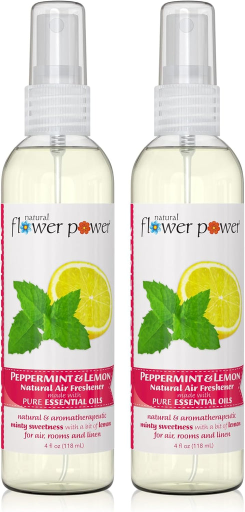 Air Freshener Spray | Peppermint & Lemon | 4 Fl Oz | Pack of 2 | Scented w/Pure Essential Oils | Plant-Based Odor Eliminator | Room, Linen, or Car...