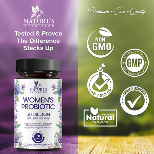 Probiotics for Women's Digestive Health, 50 Billion CFU for Vaginal pH, Gut Health & Immune Support, Daily Probiotic Supplement for Feminine Healt...