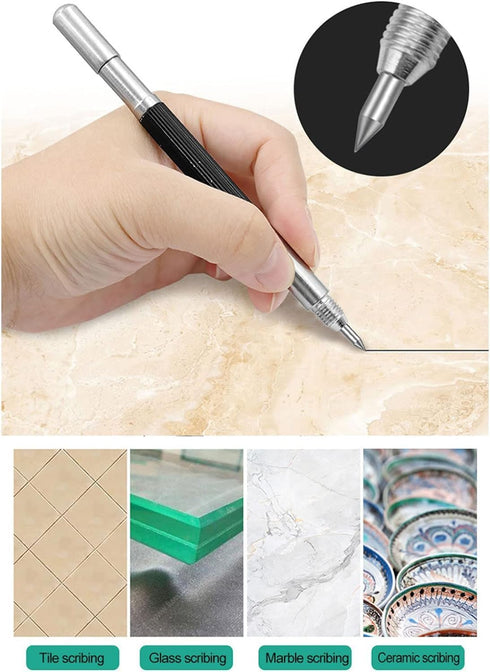 Black Alloy Scribe Pen Carbide Pen Metal Glass Tile Cutting Marker Pencil Metalworking Woodworking Hand Tools professional engraving pen for metal...