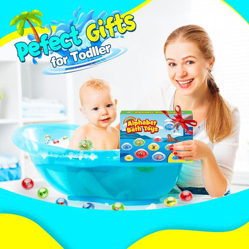 Bath Toys for Kids - 26 PCS Float & Find Alphabet Bubbles Baby Pool Toys for Toddlers 1-3,Water Table Bathtub Kids Party Toy,Preschool Learning To...