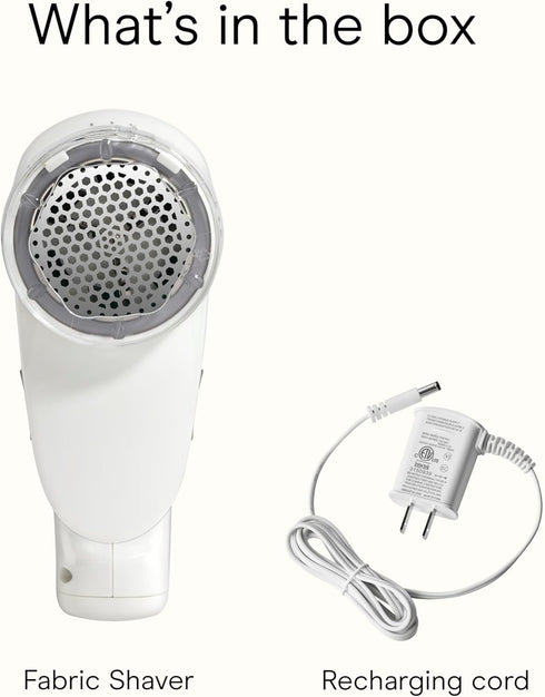 Conair Fabric Shaver and Lint Remover, Rechargeable Portable Fabric Shaver, White...