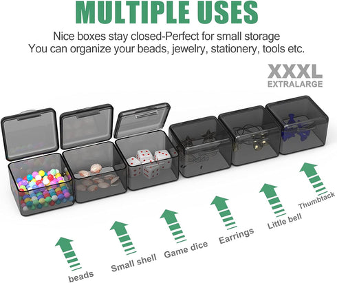 30 Packs Plastic Stackable Organizer Container with Lids, Mini Containers for Beads, Glitter, Slime, Paint or Seed Storage - Black (Black)...