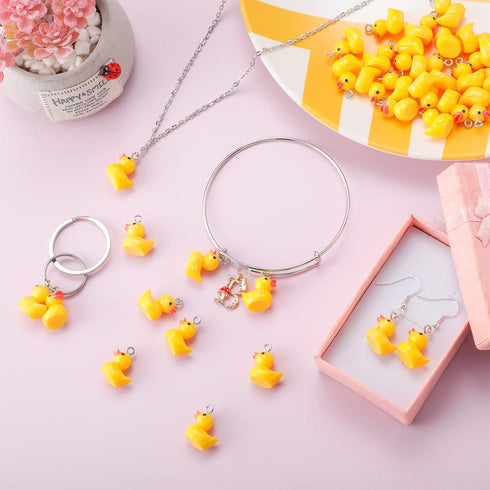 Syhood 40 Pcs Mini Resin Duck Charms,Tiny Yellow Duck Pendants DIY Baby Pendants Jewelry Charms for Bracelet Necklace Jewelry Making Party Supplie...