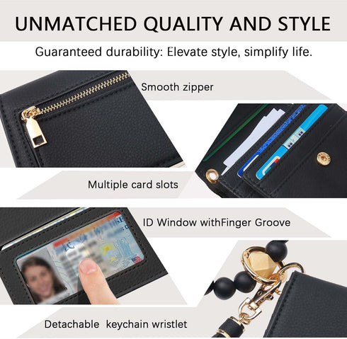 Keychain Wallet RFID Wristlet Wallets for Women,Small Wallets Woman Key Chain Wallet with Coin Pocket and Id Window...