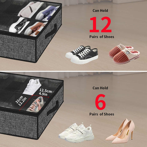 Onlyeasy Sturdy Under Bed Shoe Storage Organizer, Set of 2, Fit 12 to 24 Pairs, Underbed Shoes Closet Storage Solution with Clear Window, Breathab...