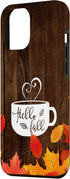 Hello Fall Coffee Mug Autumn Leaves Happy Fall Feeling Case for iPhone 12 Pro Max...
