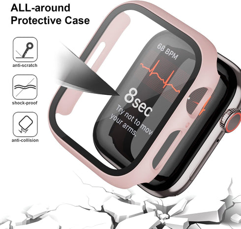 Haojavo 14 Pack Case with Tempered Glass Screen Protector for Apple Watch Series 9 8 7 45mm, PC Hard Ultra-Thin Slim Fit Scratch Resistant Bumper ...