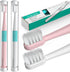 (2-Pack, White and Pink Sonic Electric Toothbrush Lasting for 90 Days Travel Essential Waterproof Portable Mini Design for Daily Oral Care Busines...