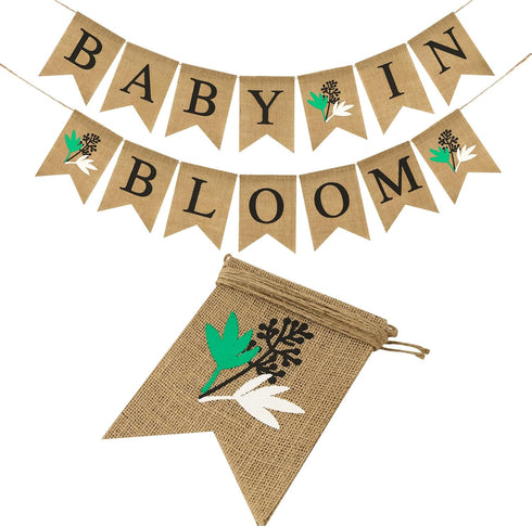Baby In Bloom Banner, No DIY Baby in Bloom Burlap Banner, Wildfloral Baby in Bloom Banner, Rustic Baby In Bloom Banner for Baby Shower, Welcome Ba...