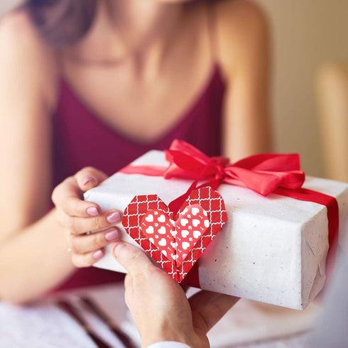 Whaline 60 Sheet Valentine Pattern Paper Set Double-Sided Red Heart Lip Stripe Pattern Premium Specialty Origami Paper for Card Making Die Cuts Sc...