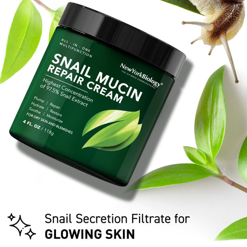New York Biology Face Cream - 97.5% Korean Snail Mucin - 4 Fl Oz - 100 g - Face Moisturizer for Dry Skin - Skin Care Moisturizing and Hydrating Fa...