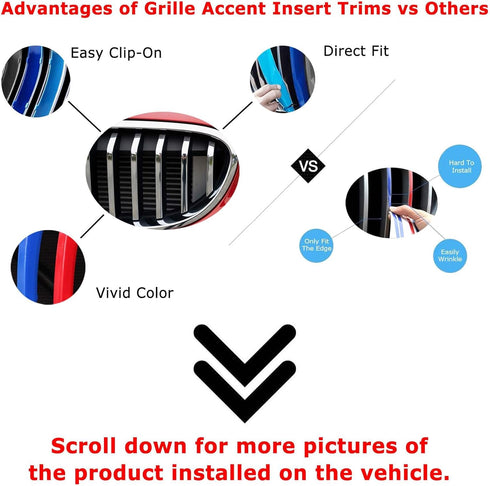 iJDMTOY Exact Fit 3pc Set Iconic Tri-Accent Grille Insert Trims Compatible with 2017-2020 G30/G31 5 Series 520i 530i 540i 550i etc w/Standard 9-Be...