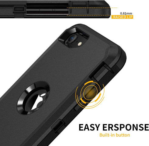 for iPhone SE 2020 Case,Built-in Screen Protector, Shockproof 3-Layer Full Body Protection Rugged Heavy Duty High Impact Hard Cover Case for iPhon...