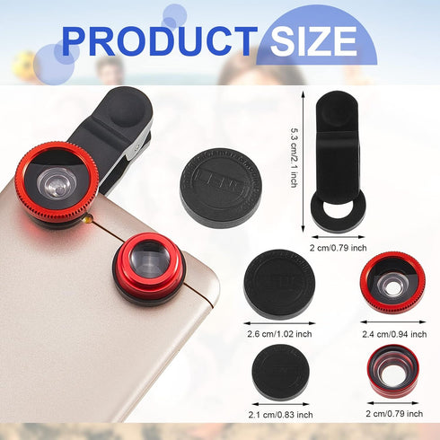 2 Pack Universal 3 in 1 Camera Lens Kit Phone Camera Lens Clip Fisheye Lens Macro Lens Wide Angle Lens Cell Phone Lens Attachments Compatible with...