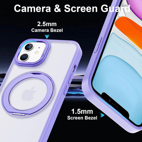 360°Rotatable Ring Magnetic Stand Case for iPhone 11 Compatible with MagSafe, Military Shockproof Protective Matte Phone Cover Case Built-in Invis...