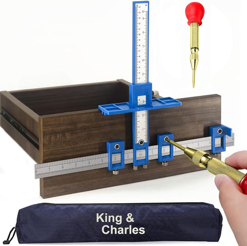 King&Charles Cabinet Hardware Jig, Cabinet Handle Jig with Automatic Center Punch, Cabinet Jig for Handles and Pulls on Drawers/Cabinets, Cabinet ...