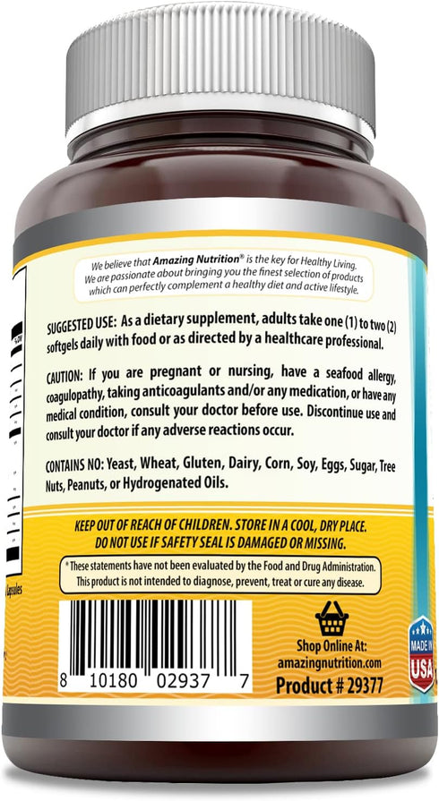 Amazing Omega Norwegian Cod Liver Oil 1250 Mg Softgels Supplement | Omega-3, EPA, DHA, Vitamin A, Vitamin D & Vitamin E (Lemon | 120 Count)...