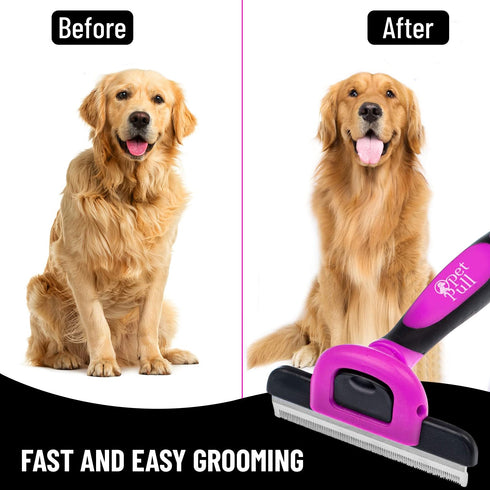 Pet Deshedding Tool Cleaning Brush - Pet Hair Removal Tool for Dogs & Cats - Dog Hair Remover Brush for Pet Grooming - Stainless Steel Knot Detang...