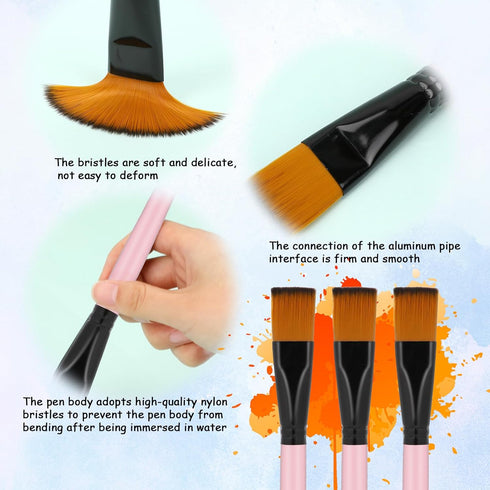 6 Pcs 1 inch Flat Paint Brushes Acrylic Paint Brush Paintbrushes for Acrylic Paint Flat Brush Synthetic Nylon Craft Artist Brushes for Painting Oi...
