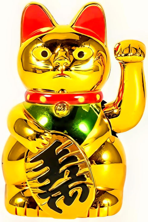 Lucky Cat Fortunes - Gold Waving Feng Shui Cat for Store Decoration...
