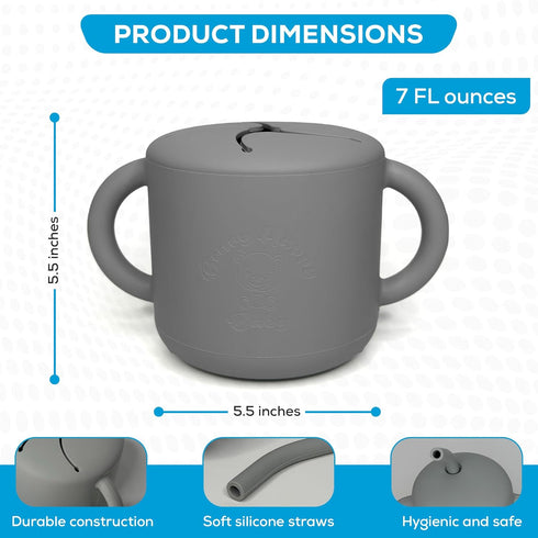 2 in 1 Silicone Food Storage and Drink Containers for Babies and Toddlers, BPA-Free (Gray)...